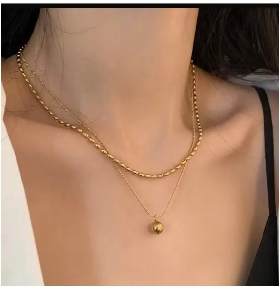 double layered chain with ball locket